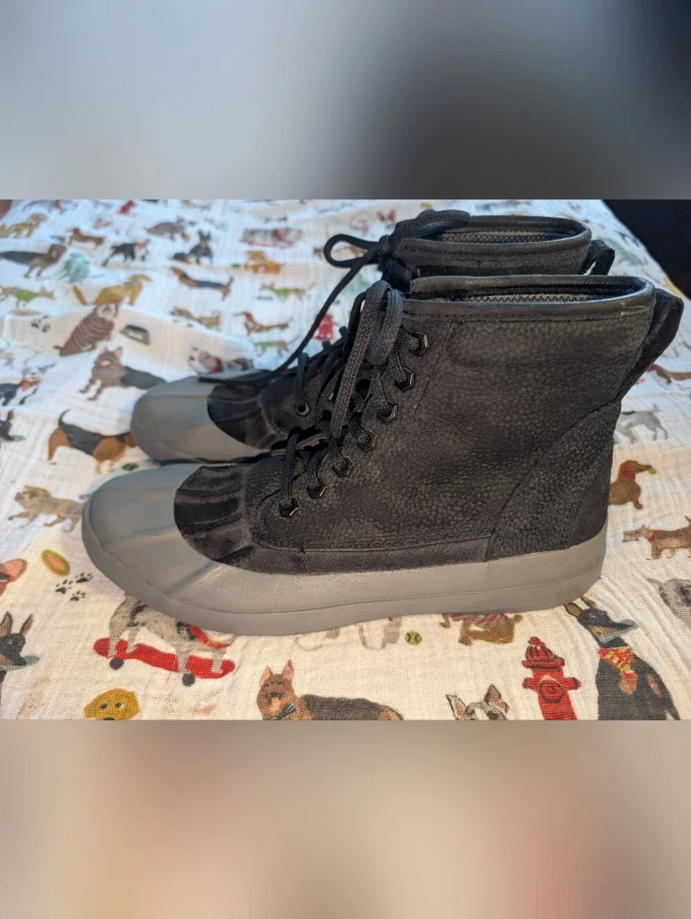 L L Bean Bar Harbor Duck Boots Black Gray Leather 517497 Women's Size 10 M
